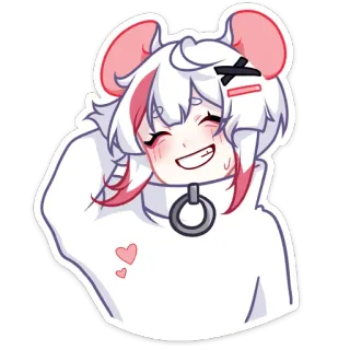 😅 Anime, Carino, Topo, Cartone animato, Kawaii, Orecchie, Cuore, Emoticon, Adesivo whatsapp sticker