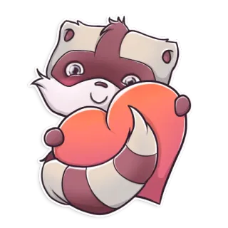 ❤ procione, cuore, animale, carino, amore, adesivo telegram sticker