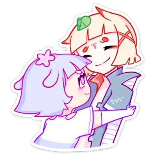 😍 süß, Anime, Kawaii, Freunde, Cartoon, Umarmung telegram sticker