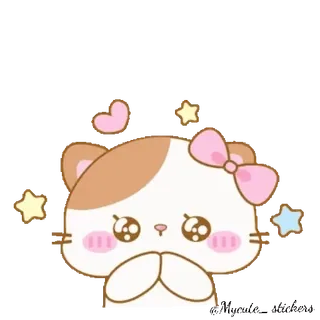 😥 gato, kawaii, lindo, pegatina, rosa, estrellas, corazones telegram sticker