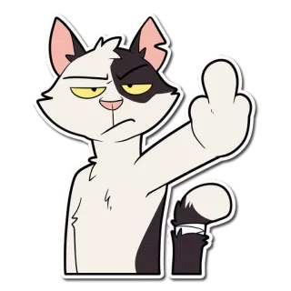 🖕 gato, dedo do meio, ofensivo, desenho animado, rude, gesto telegram sticker