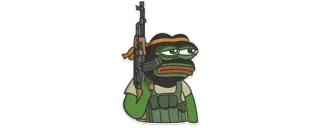 🔫 Pepe the Frog Pepe de Kikker, Wapen, Militair, Internetmeme whatsapp sticker