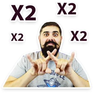 🤑 X2 uomo, gesto, mani, espressione, x2 telegram sticker