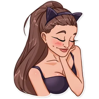 ☺️ orecchie da gatto, donna, cartone animato, carino, ragazza, ritratto telegram sticker