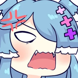 😤 Anime, Desenho animado, Fofo, Bravo, Expressão, Rosto telegram sticker