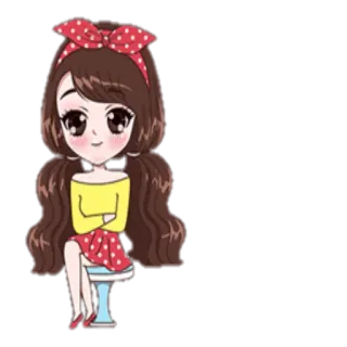 😄 Desenho animado, Menina, Bonito, Kawaii, Chibi, Adesivo telegram sticker