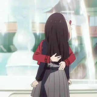 ๐ค anime, friendship, hug, girls, school uniform, friendship telegram sticker