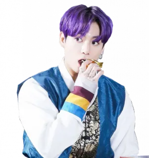👀 Korean, person, purple hair, portrait telegram sticker