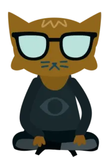 🧞‍♂️ gato, óculos, olho, desenho animado, adesivo whatsapp sticker