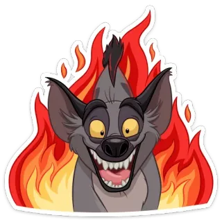 😡 Shenzi The Lion King Гиена, Мультик, Огонь, Злодей, Зло telegram sticker