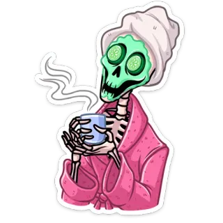 🛀 骨, スパ, リラックス, きゅうり, 美容, セルフケア, ハロウィン, 漫画 telegram sticker