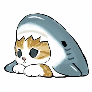 😀 gatto, squalo, animale, adesivo, carino, cartone animato telegram sticker