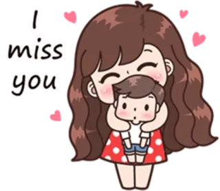 ☺️ I miss you amour, tu me manques, dessin animé, couple telegram sticker