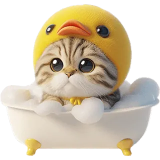 🛁 cat, kitten, bath, duck, cute, animal, pet, adorable whatsapp sticker