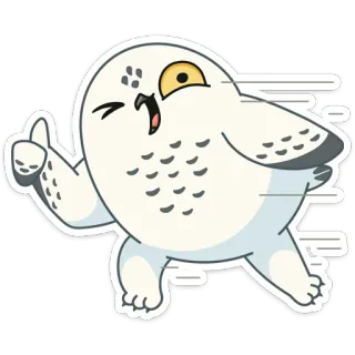 👍 coruja, desenho animado, pássaro, animal, polegar para cima, fofo telegram sticker