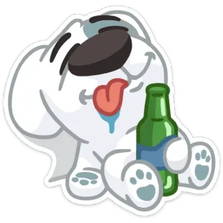 🍾 animal, perro, alcohol, borracho, dibujo animado telegram sticker
