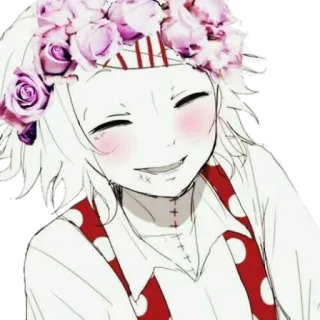 😊 anime, karakter, mahkota bunga, tersenyum, imut, seni telegram sticker