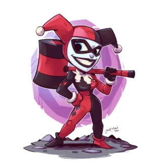🔨 Harley Quinn 할리 퀸, DC 코믹스, 악당, 망치, 만화 telegram sticker