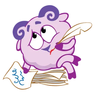 📝 escritura, carnero, dibujo animado, personaje, lindo whatsapp sticker
