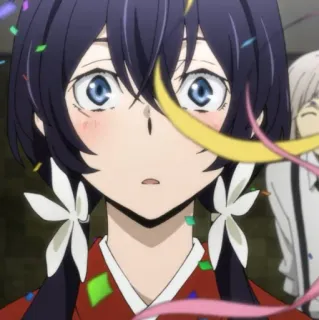 ☄ Yosano Akiko Bungou Stray Dogs anime, personaje, confeti, retrato whatsapp sticker