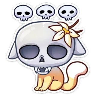 💀 đầu lâu, hoạt hình, dễ thương, hoa, động vật, thú cưng telegram sticker