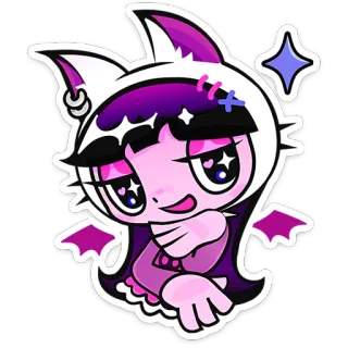 ⭐ Dibujos animados, Kawaii, Lindo, Anime, Chica, Murciélago telegram sticker