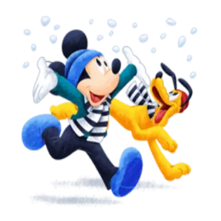 🐩 Mickey Mouse Мультфильм, Микки Маус, Плуто, Дисней, Зима, Снег, Собака, Персонаж telegram sticker