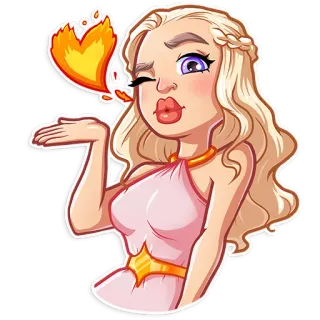 😘 Daenerys Targaryen Game of Thrones Daenerys Targaryen, Game of Thrones, Kuss, Cartoon, Kuss geben, Blond, Fantasy telegram sticker