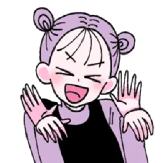 😆 dessin animé, fille, mignon, joyeux, kawaii telegram sticker