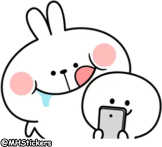 📱 @MHStickers sticker, cartoon, character, cute, rabbit, phone telegram sticker