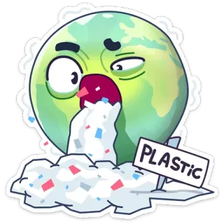 🤮 PLASTIC environment, pollution, plastic, earth, cartoon telegram sticker