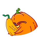 🥳 pumpkin, halloween, autumn, vegetable, cartoon, cute, hugging, food telegram sticker
