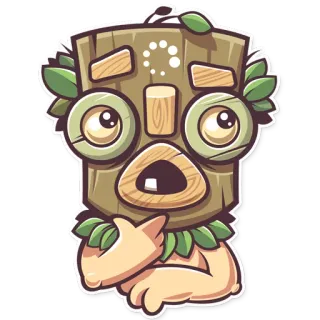 🤔 legno, creatura, triste, cartone animato, natura, personaggio, occhi whatsapp sticker