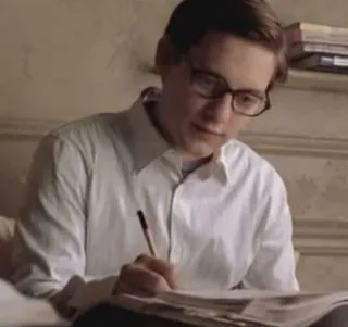 🖊 Peter Parker Spiderman man, glasses, writing, student, paper telegram sticker