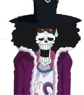 😰 Brook One Piece anime, skeleton, One Piece, Brook, pirate, music, funny whatsapp sticker