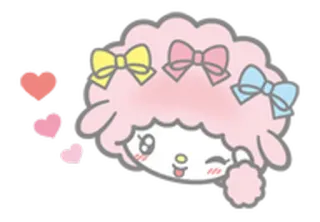 😗 kawaii, fofo, personagem, corações, laços telegram sticker