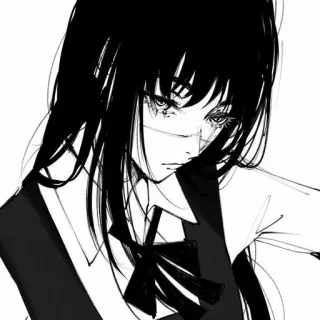 🤨 Anime, Manga, Fille, Personnage, Illustration, Noir et blanc whatsapp sticker