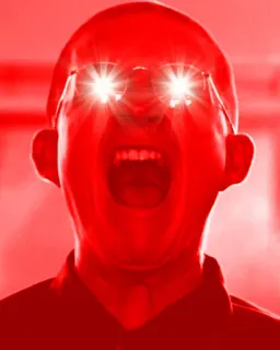 😡 hombre, rojo, grito, ojos, gafas, enojado telegram sticker