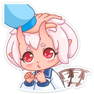 😳 Anime, Ragazza, Demone, Animale domestico, Sticker, Kawaii, Carino whatsapp sticker