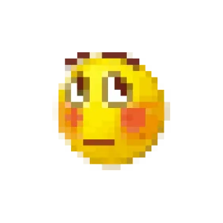 😳 emoji, pixel art, sonrojo, amarillo, expresión whatsapp sticker