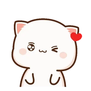💬 кот, милый, каваий, сердце, подмигивание, животное, мультфильм whatsapp sticker