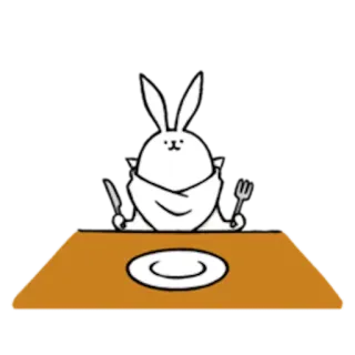 🍴 lapin, manger, table, fourchette, couteau, blanc whatsapp sticker