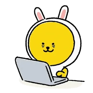 💬 personaje, portátil, animal, dibujo animado, lindo, conejo telegram sticker