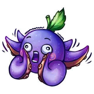😱 fruit, pieuvre, monstre, mignon, drôle, dessin animé telegram sticker