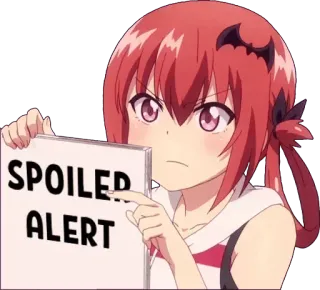 🔅 Satania SPOILER ALERT Anime, Spoiler, Waarschuwing, Duivel, Cartoon, Meisje, Schattig telegram sticker