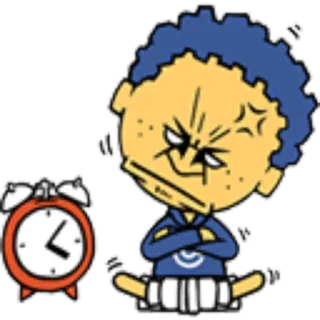 🕒 การ์ตูน, โกรธ, อารมณ์เสีย, นาฬิกาปลุก, ความผิดหวัง, ตัวละคร telegram sticker
