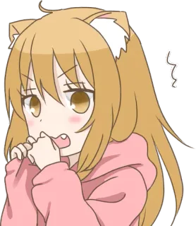 😳 anime, mèo, xấu hổ, dễ thương, cô gái, kawaii telegram sticker
