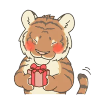 🎁 tigre, cadeau, présent, mignon, animal, dessin animé telegram sticker
