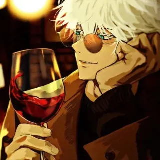 ☠ Anime, Homme, Vin, Lunettes, Portrait telegram sticker