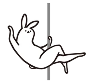 🐇 lapin, pole dance, animal, dessin animé, danse, drôle, blanc telegram sticker